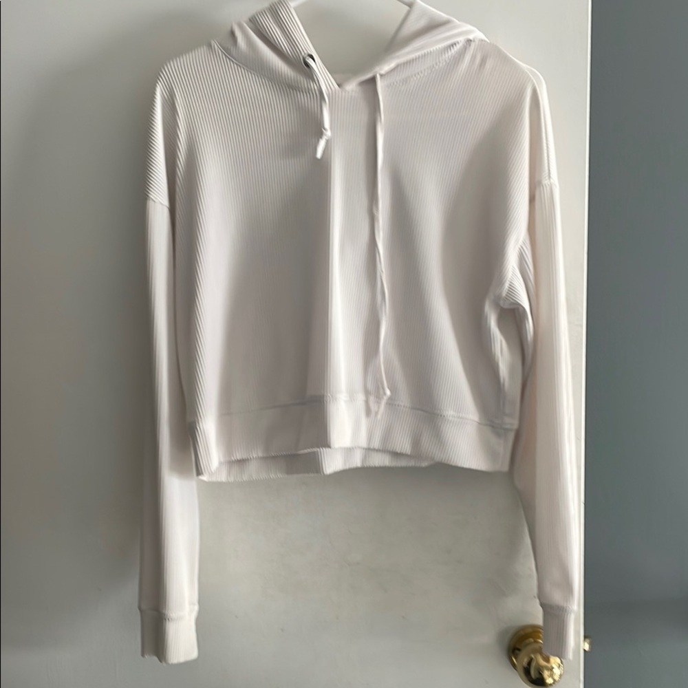 Altar'd State White Cropped Relaxed Hoodie